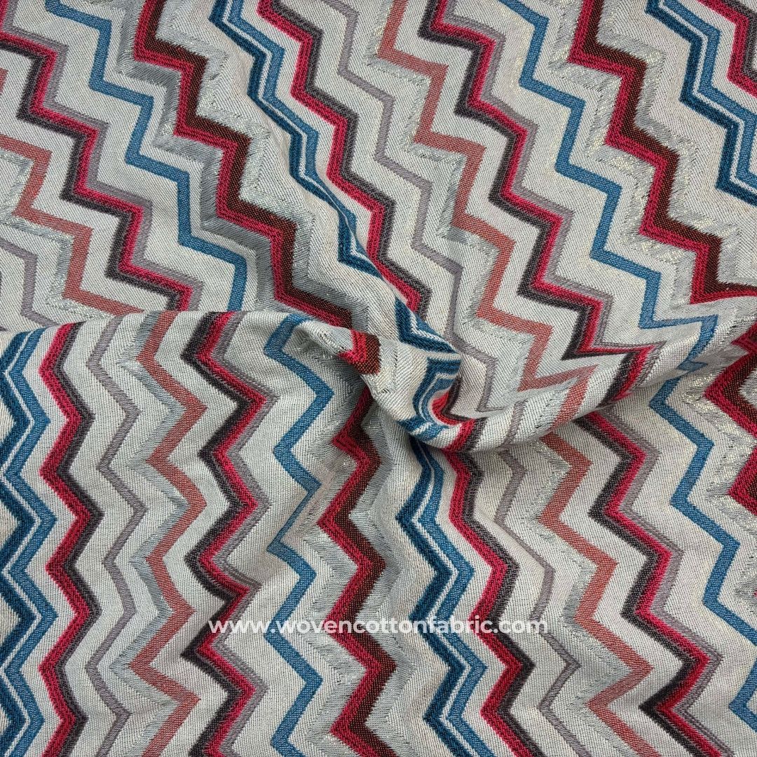 Opulent Weave Red Cotton Jacquard Fabric, A4 Swatch