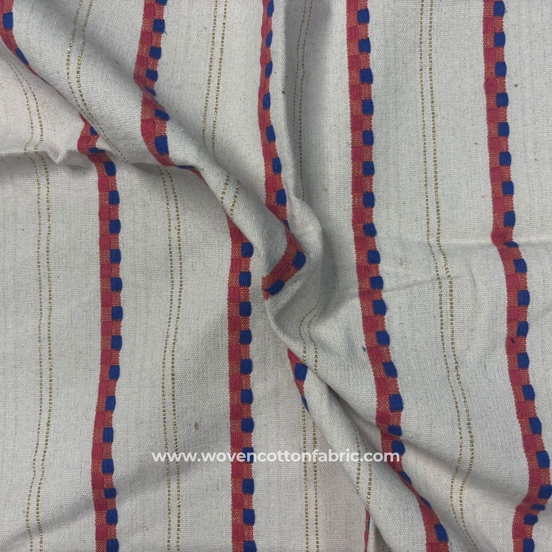Filigree Thread White Cotton Jacquard Fabric, A4 Swatch