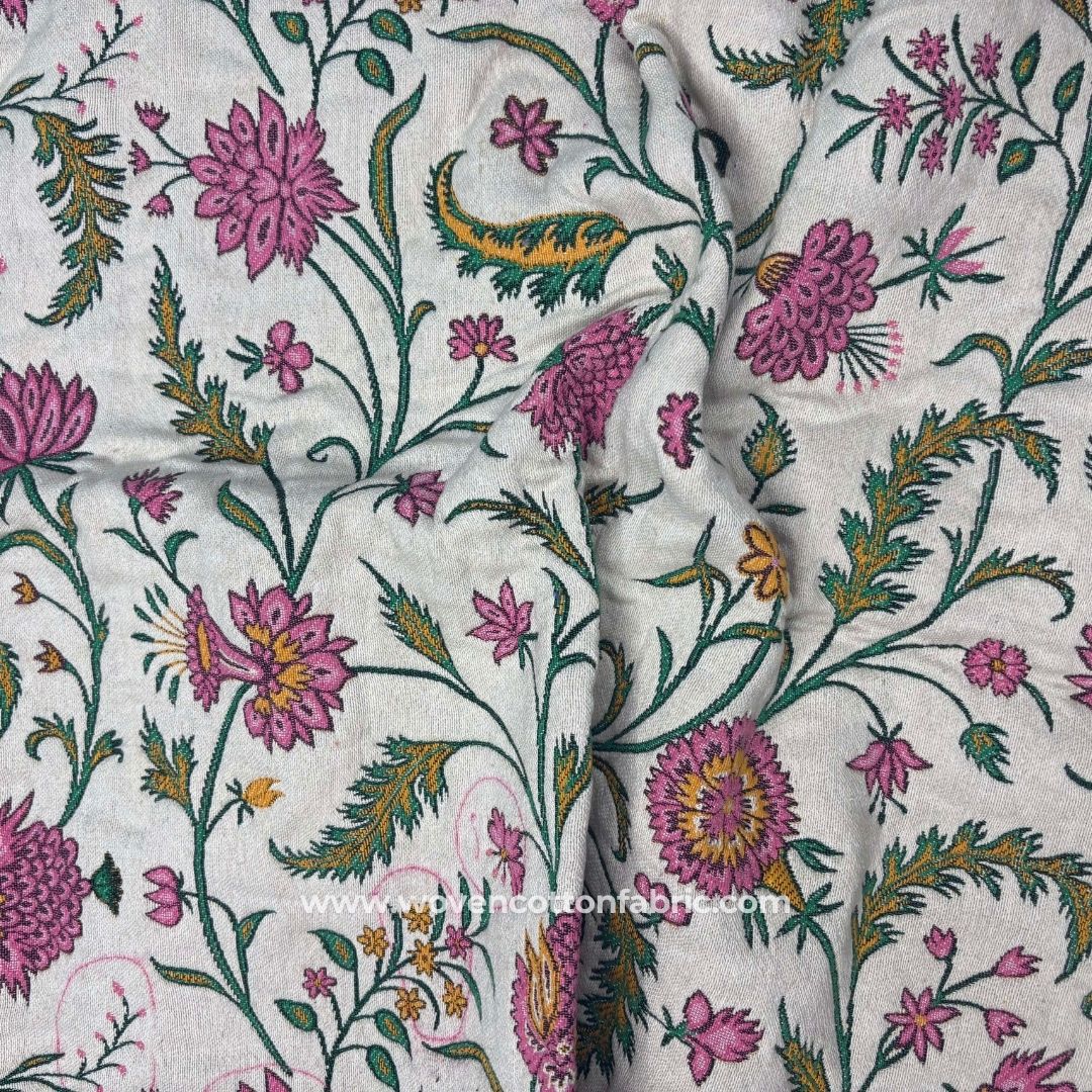 Petal Waltz Pink Cotton Jacquard Fabric ,A4 Swatch