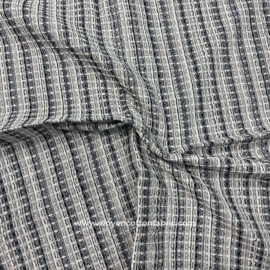 Arabesque Thread Black Cotton Jacquard Fabric ,A4 Swatch