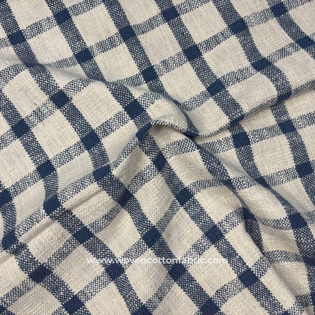 Classic Mesh Blue Cotton Jacquard Fabric ,A4 Swatch