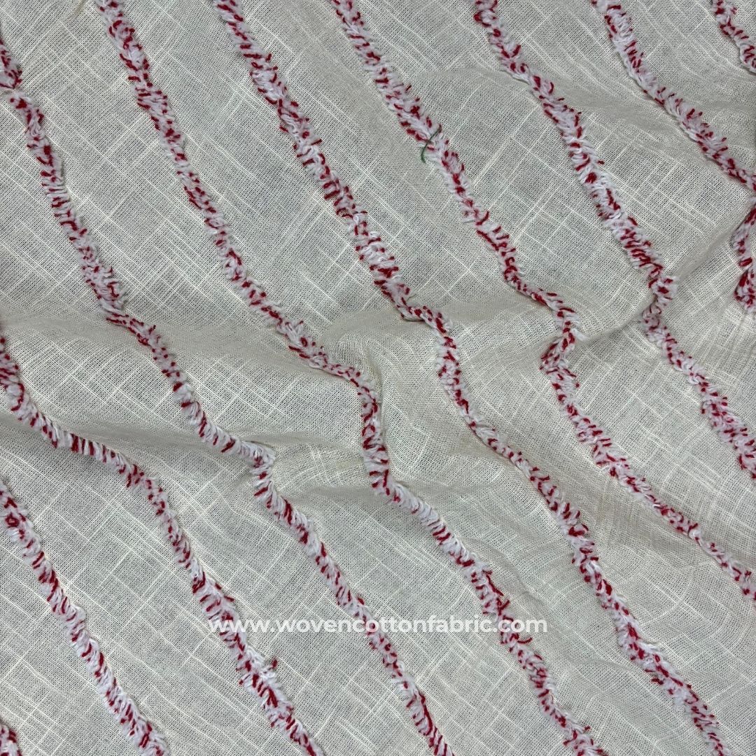 Streamline White Cotton Jacquard Fabric, A4 Swatch