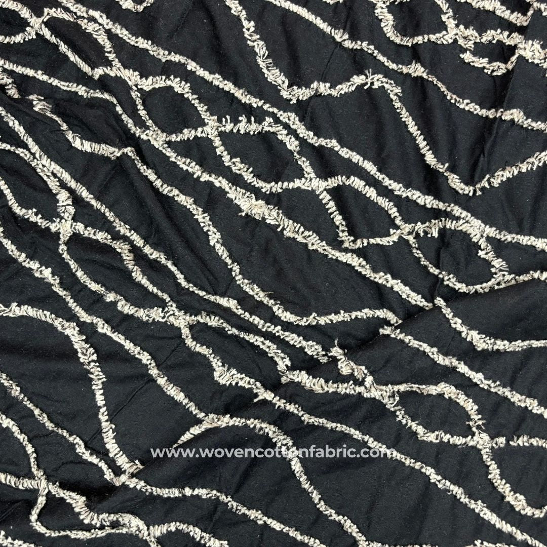 Driftline Black Cotton Jacquard Fabric, A4 Swatch