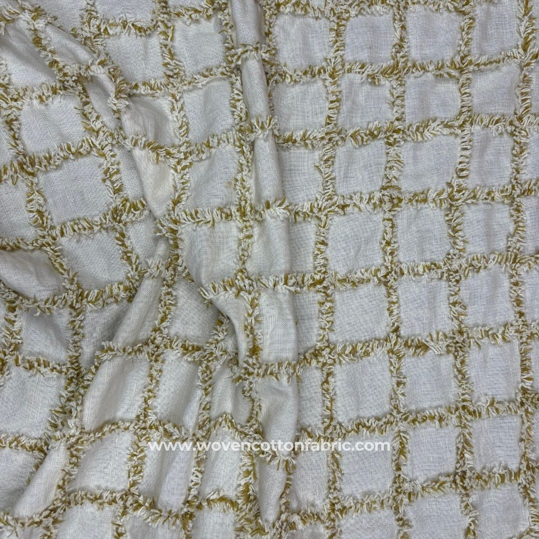 Textura Stria White Cotton Jacquard Fabric, A4 Swatch
