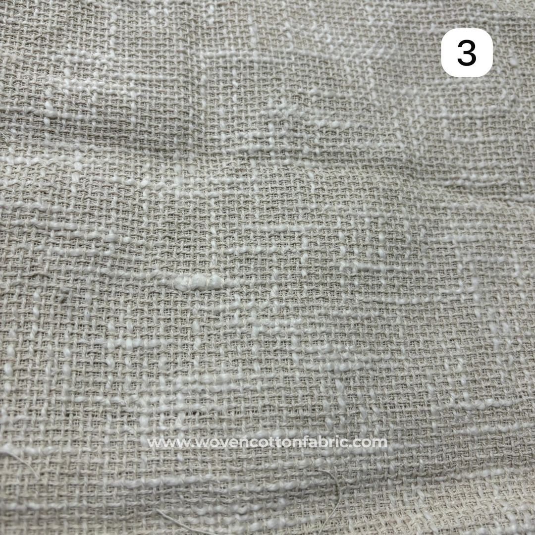 Sempra Beige Cotton Jacquard Fabric, A4 Swatch