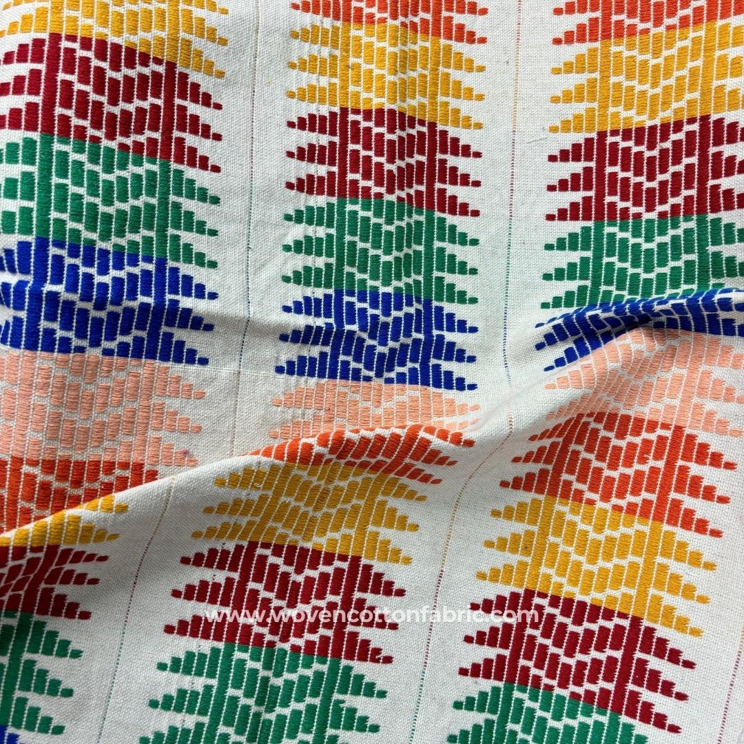 Meadowslace Multicolour Cotton Jacquard Fabric ,A4 Swatch