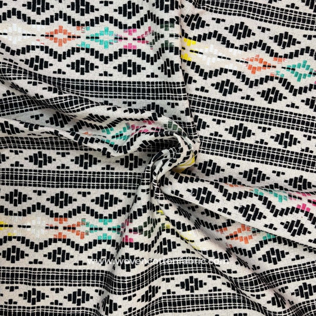 Bitmora Black Cotton Jacquard Fabric ,A4 Swatch