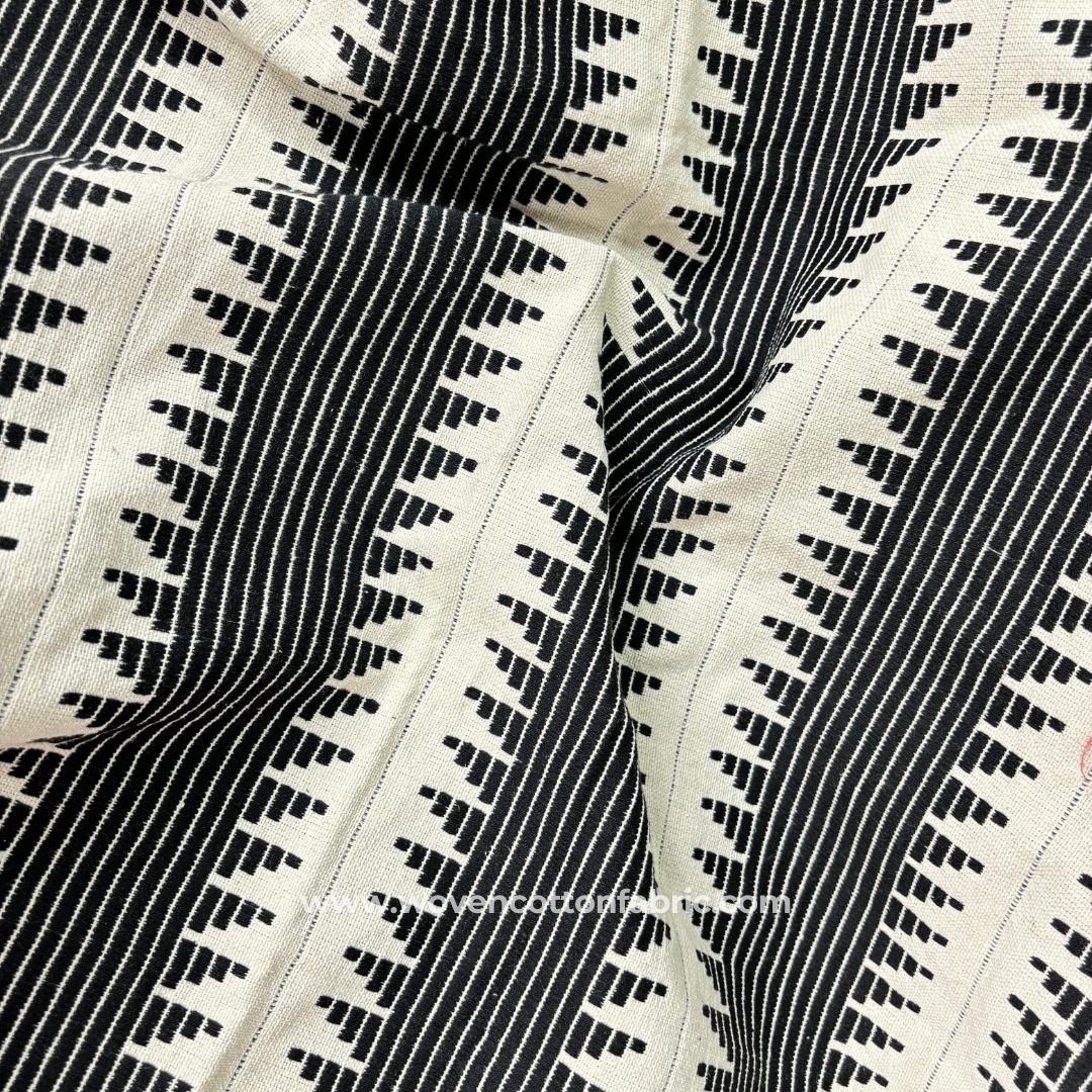 Tessellix Black Cotton Jacquard Fabric ,A4 Swatch