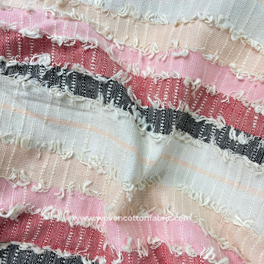 FrayLoom White Cotton Jacquard Fabric, A4 Swatch