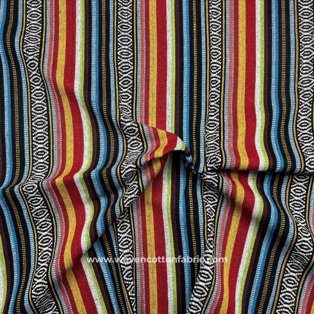 Tierra Threads Red Cotton Jacquard Fabric Per Meter