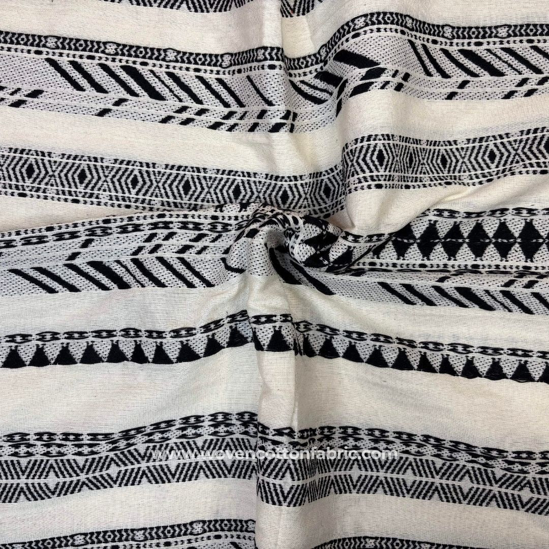 Hellenic Harmony White Cotton Jacquard Fabric ,A4 Swatch