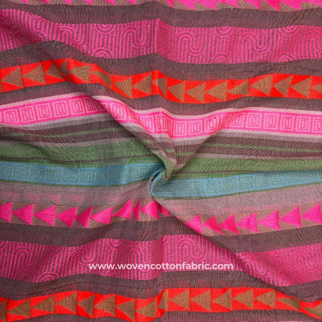 Stella Shard Pink Cotton Jacquard Fabric ,A4 Swatch