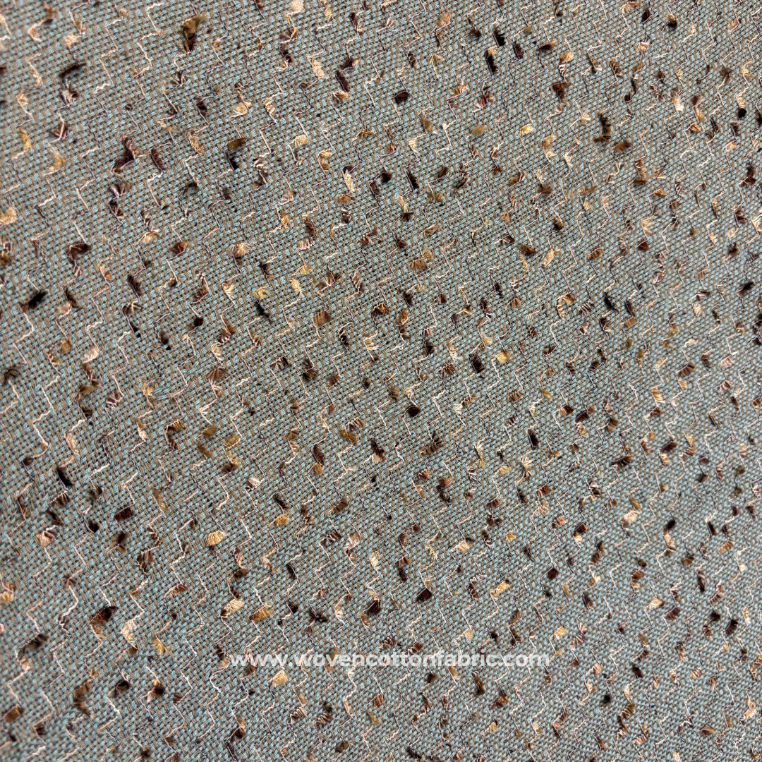 Muted Sage Green Flecked Tweed Cotton Handloom Fabric, Per Meter