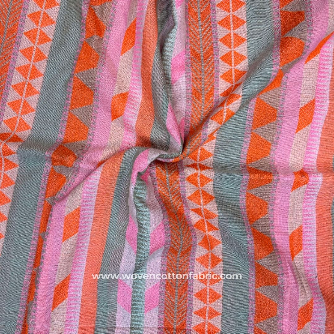 Peak Path Orange Cotton Jacquard Fabric, A4 Swatch