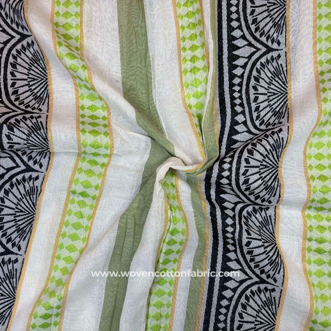 Everymore Weave Green Cotton Jacquard Fabric ,A4 Swatch
