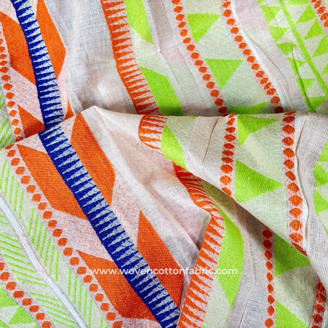 Evoke Stripes Green Cotton Jacquard Fabric ,A4 Swatch