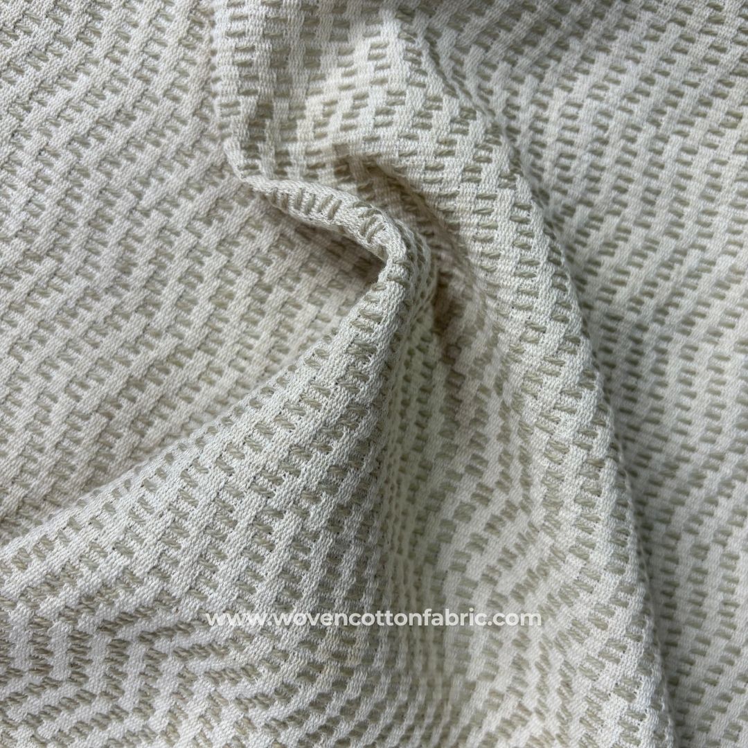 Ivory Maze White Cotton Jacquard Fabric ,A4 Swatch