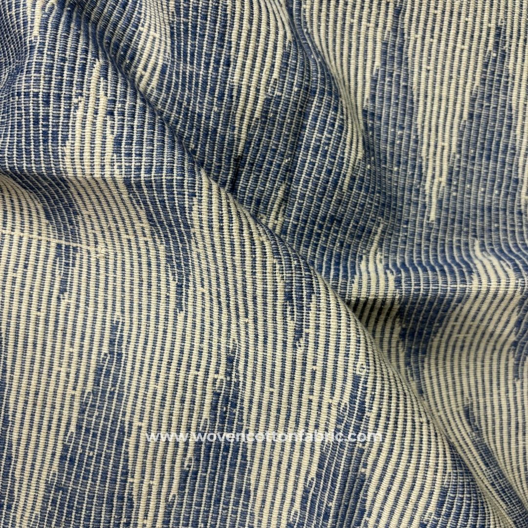 Denim Mist Beige Cotton Jacquard Fabric, A4 Swatch