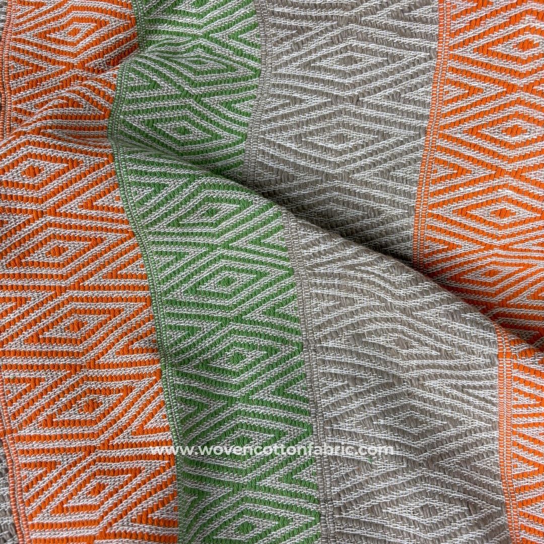 Sway Stripes Orange Cotton Jacquard Fabric ,A4 Swatch