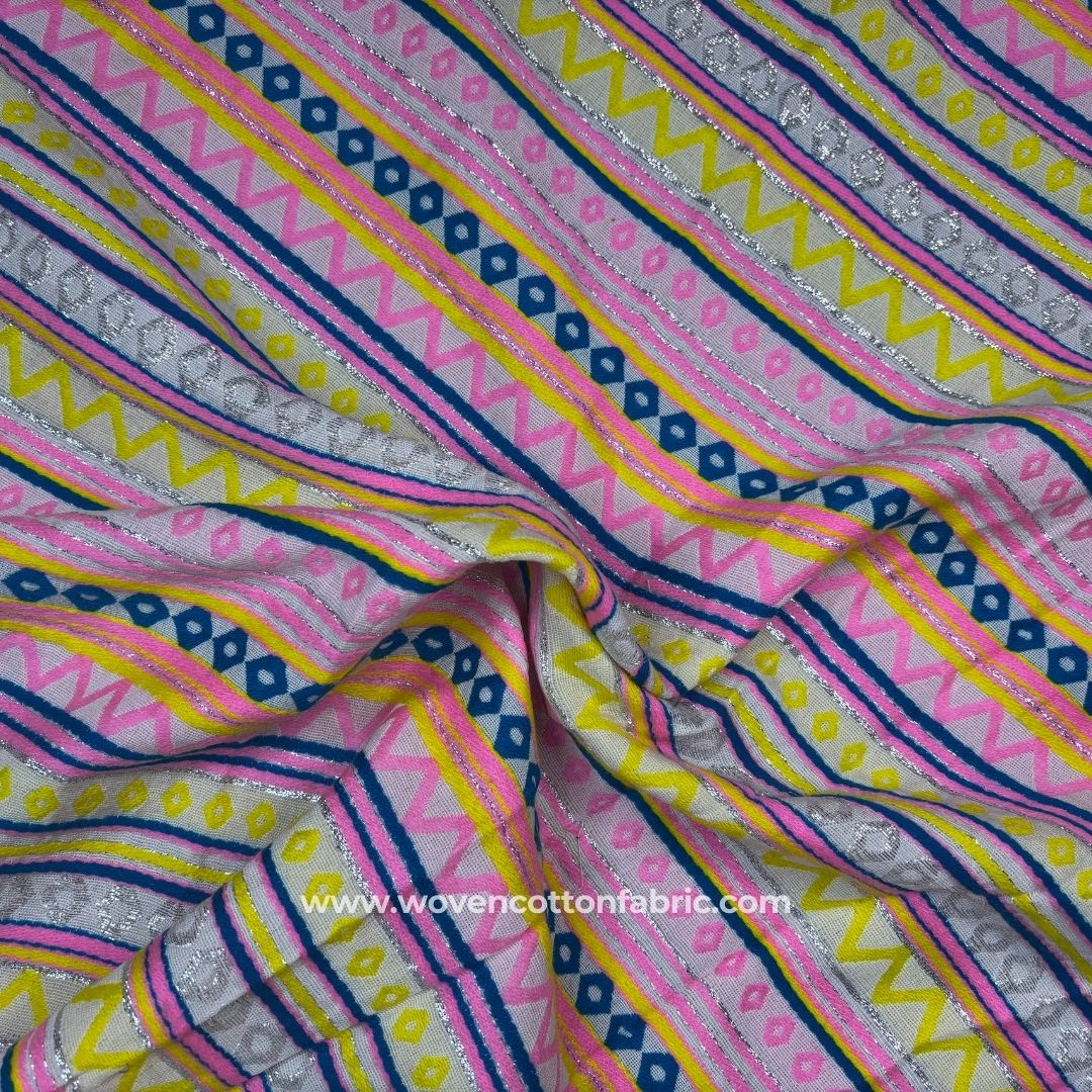 Golden Flair Weave Pattern Baby Pink Jacquard Fabric, Per Meter