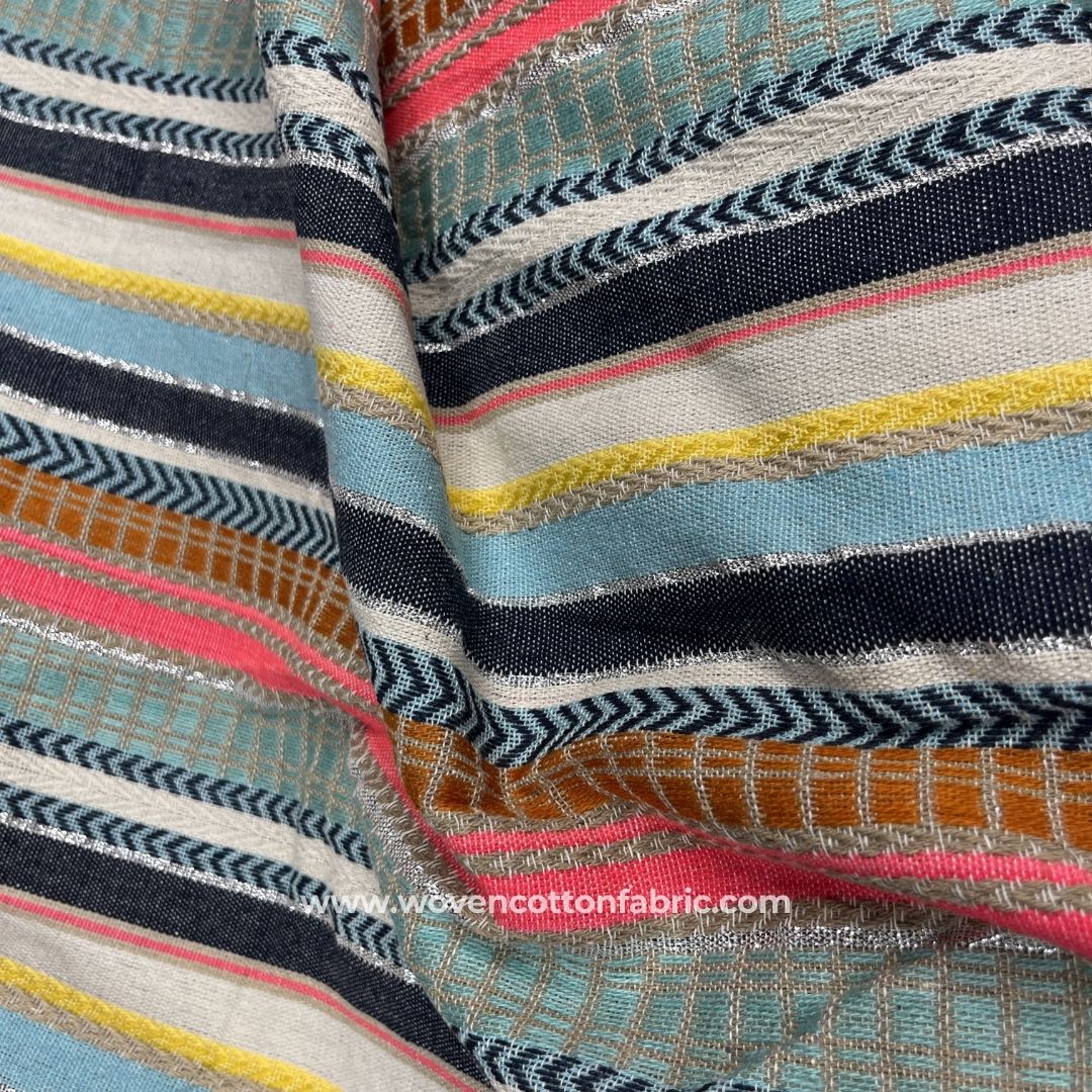 Sienna Strands WhiteCotton Jacquard Fabric, A4 Swatch