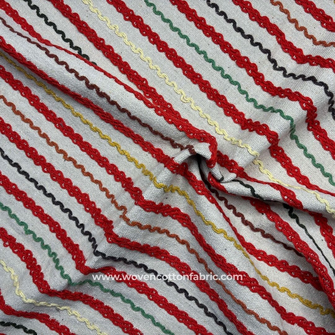 Sapphire Red Cotton Jacquard Fabric, A4 Swatch
