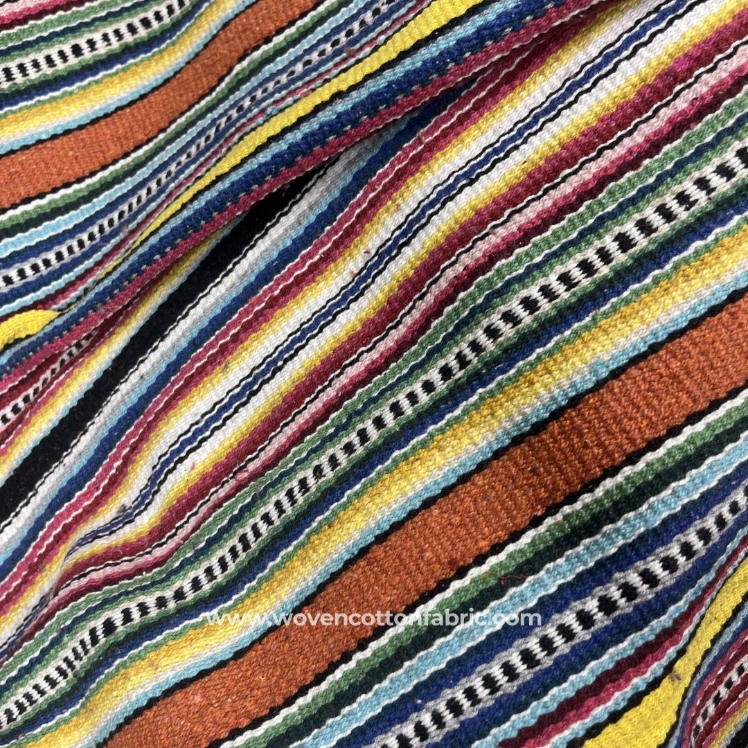Sandbar lines Multicolour Cotton Jacquard Fabric, A4 Swatch