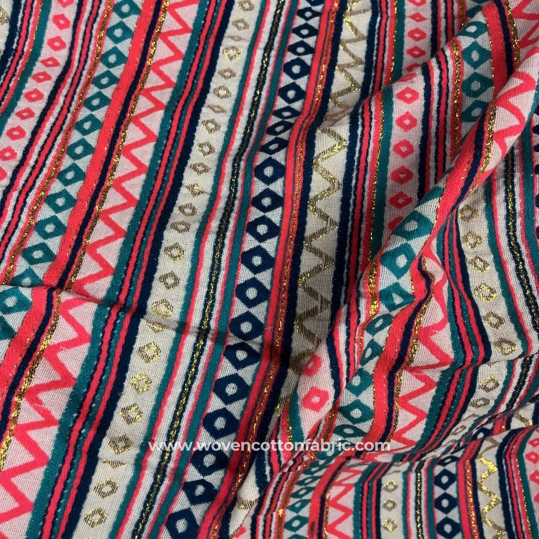 Golden Flair Weave Pattern Hot Pink Jacquard Fabric, Per Meter