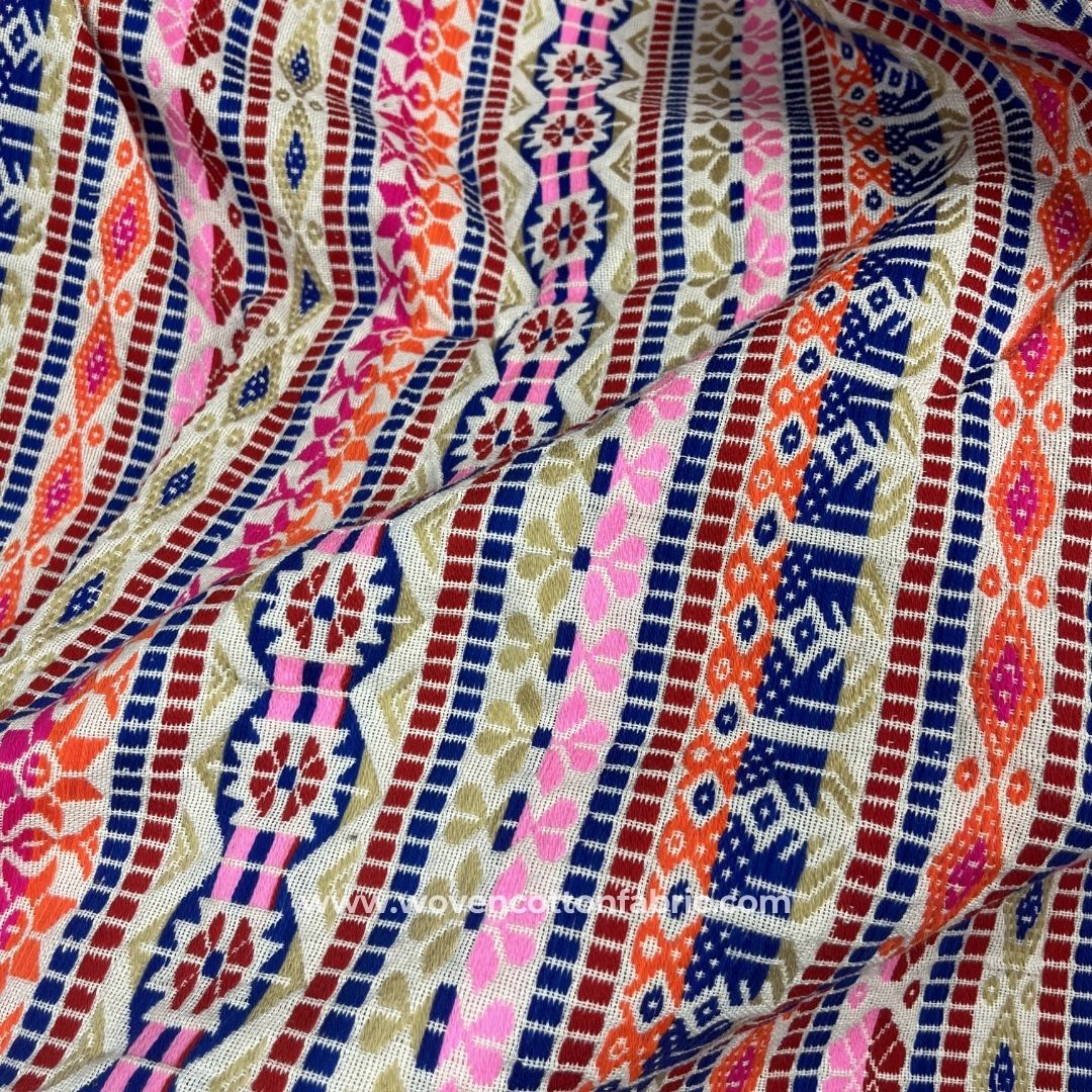 Chimera Weave Pink Cotton Jacquard Fabric, A4 Swatch