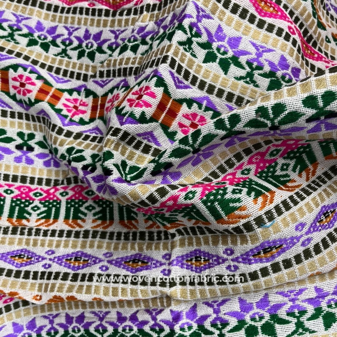 Chimera Weave Purple Cotton Jacquard Fabric A4 Swatch