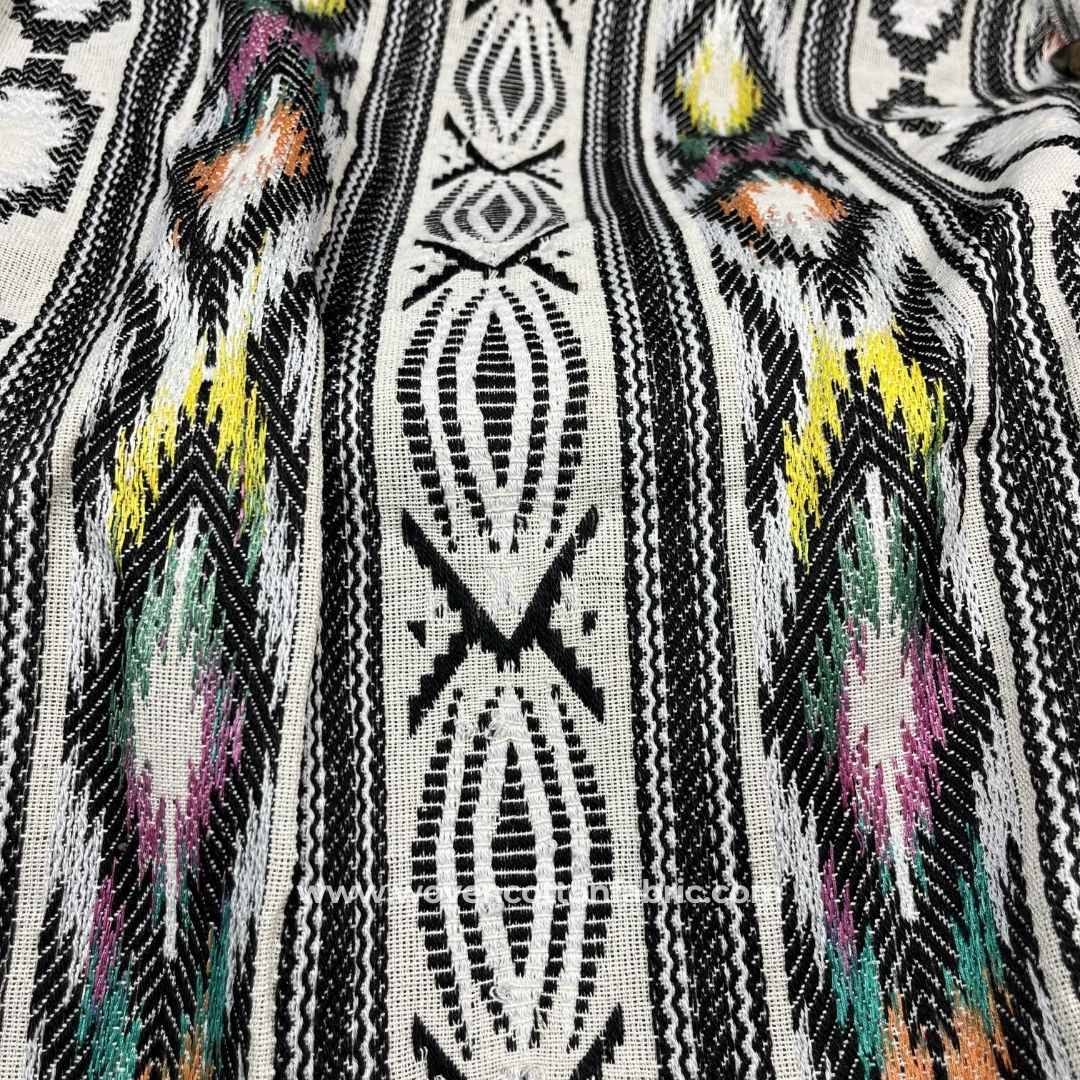 Nomadic Weave Black Cotton Jacquard Fabric ,A4 Swatch