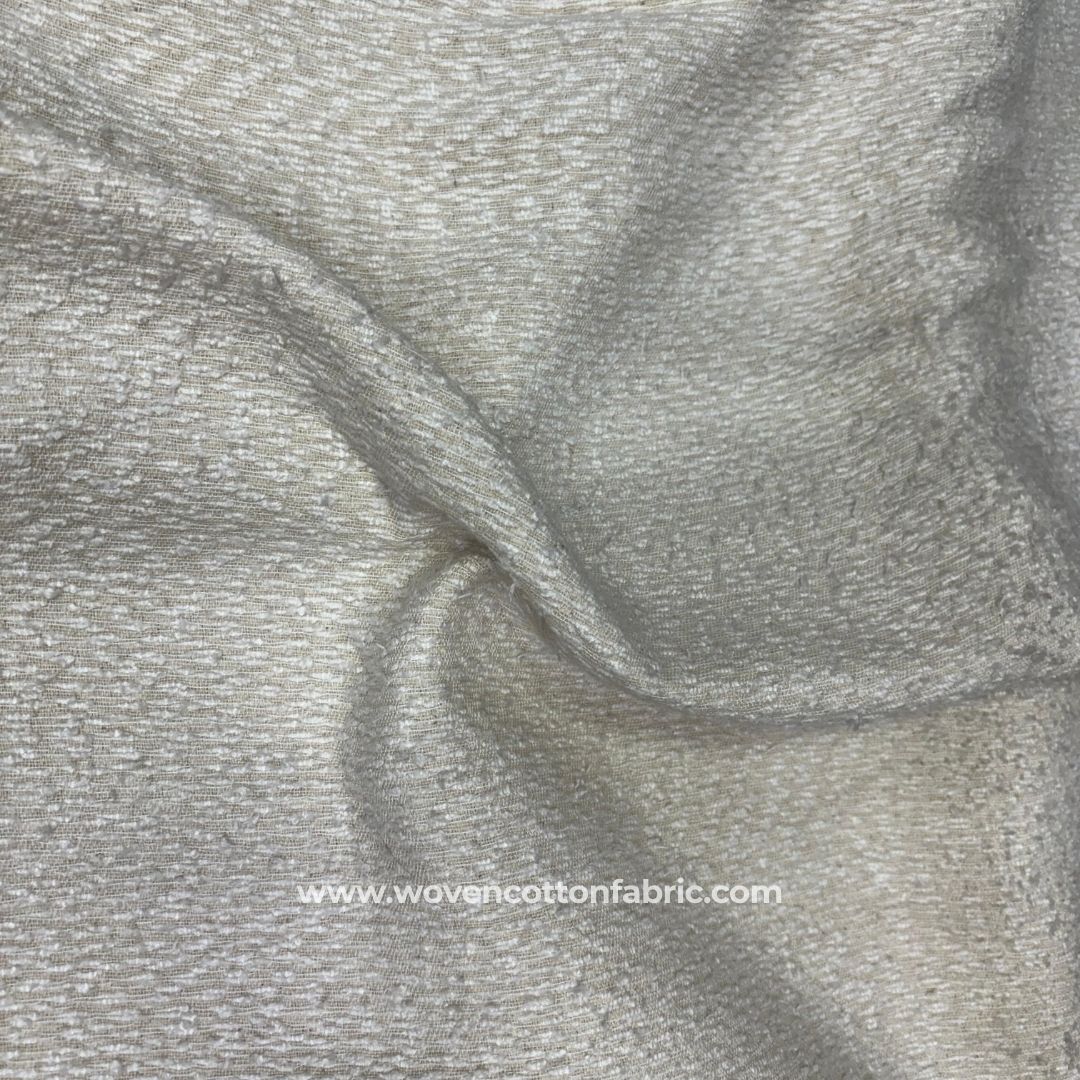 Softora White Cotton Jacquard Fabric ,A4 Swatch