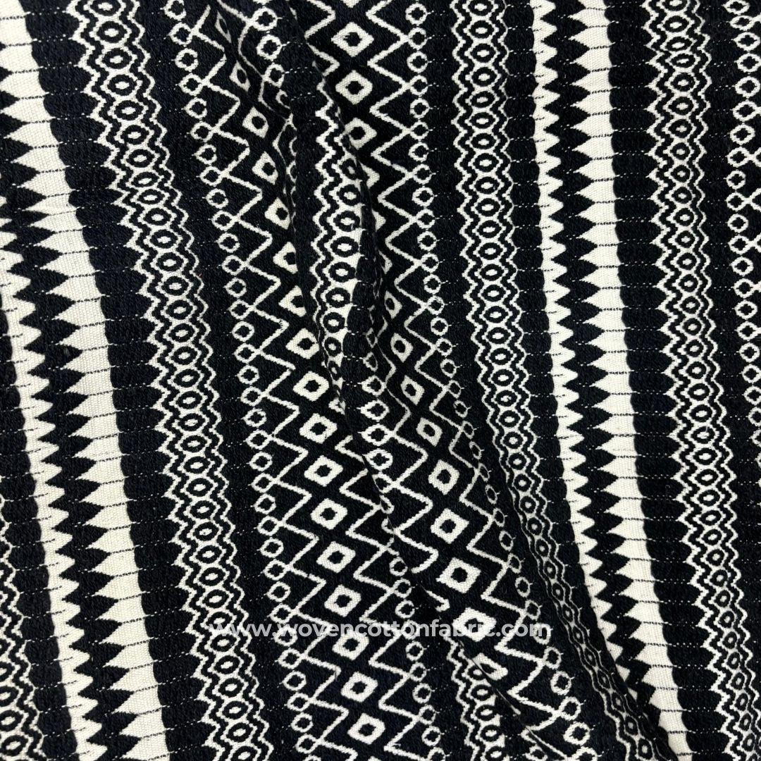 Nubova Black Cotton Jacquard Fabric ,A4 Swatch