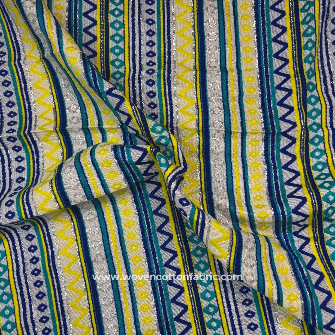 Golden Flair Weave Pattern Yellow Jacquard Fabric, Per Meter