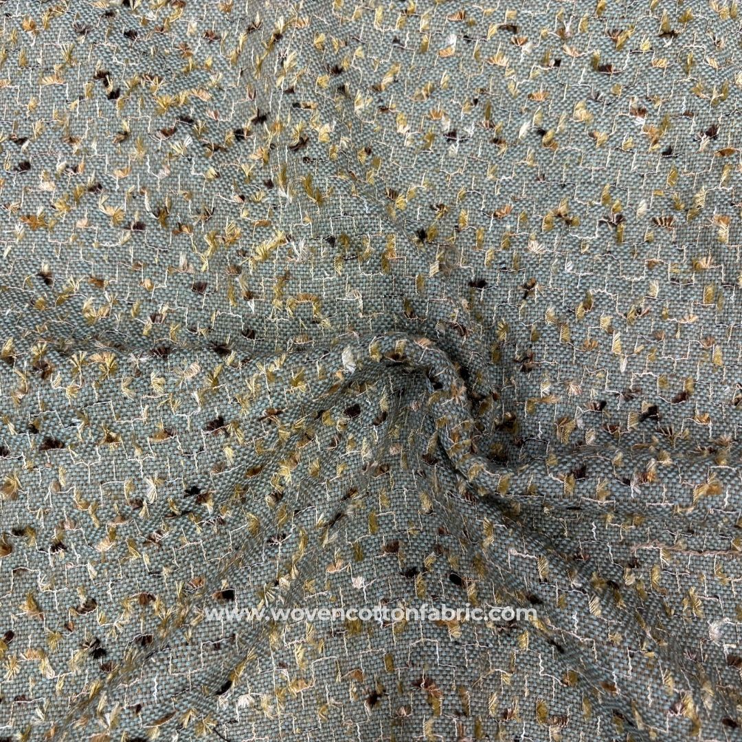 Empress Weave Grey Cotton Jacquard Fabric ,A4 Swatch