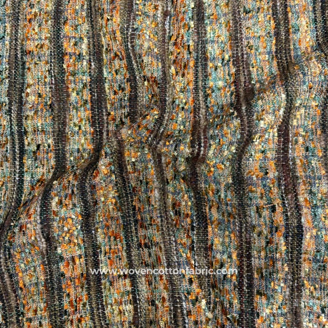 Copper Loom Brown Cotton Jacquard Fabric, A4 Swatch