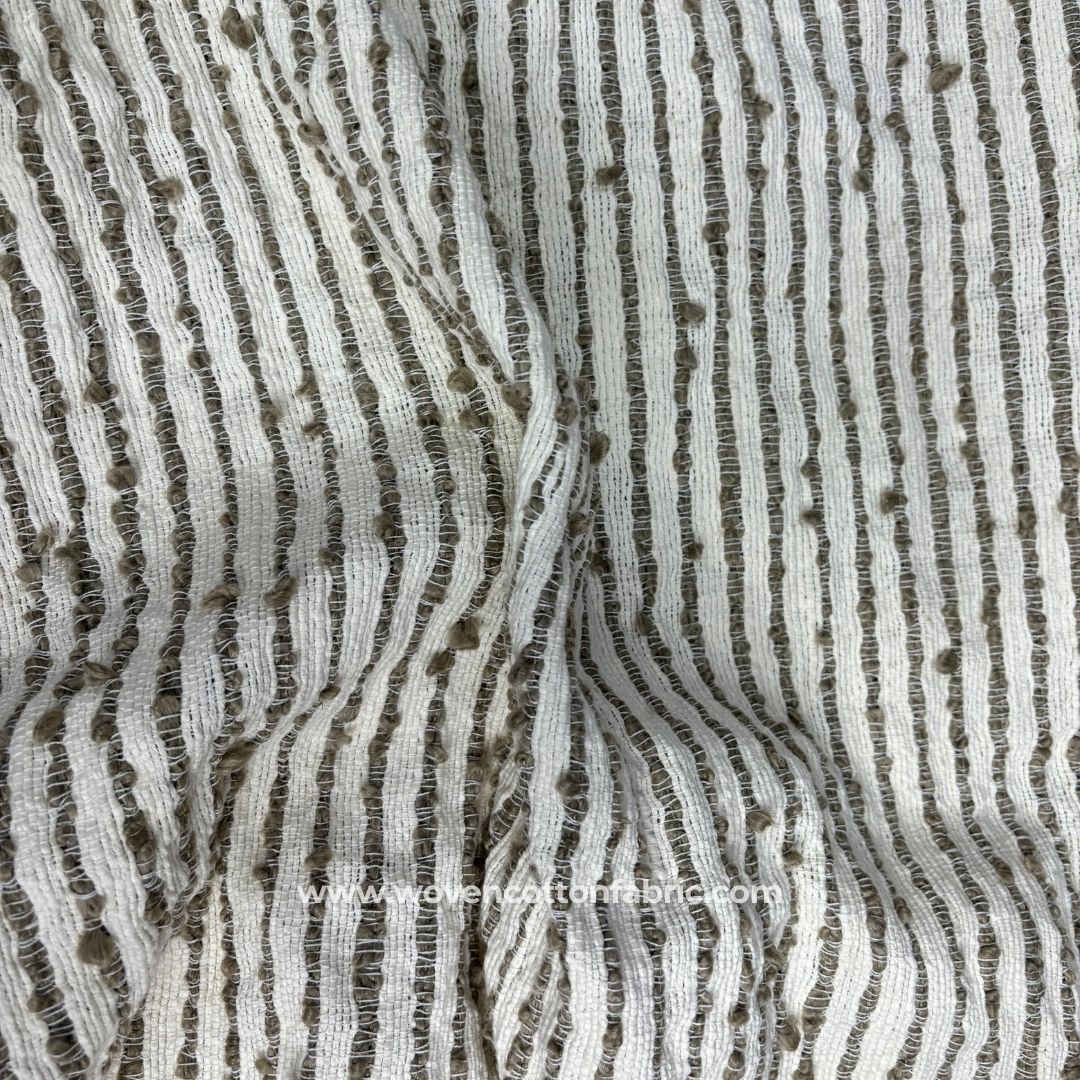 Fluff Weave White Cotton Jacquard Fabric ,A4 Swatch