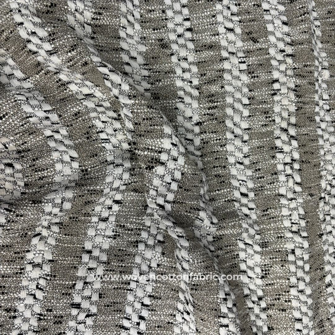 Elite Stands Grey Cotton Jacquard Fabric A4 Swatch