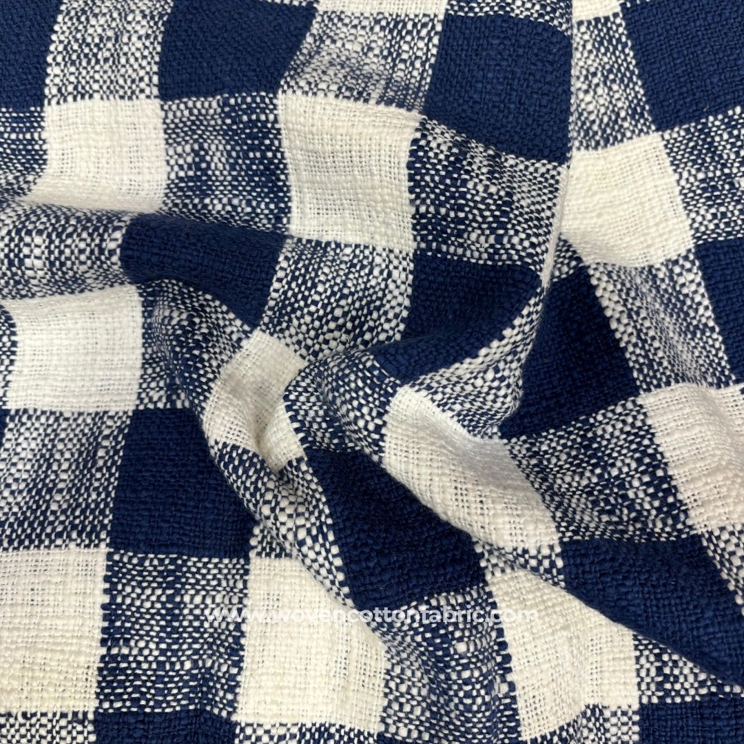 Cubed Blue Cotton Jacquard Fabric ,A4 Swatch