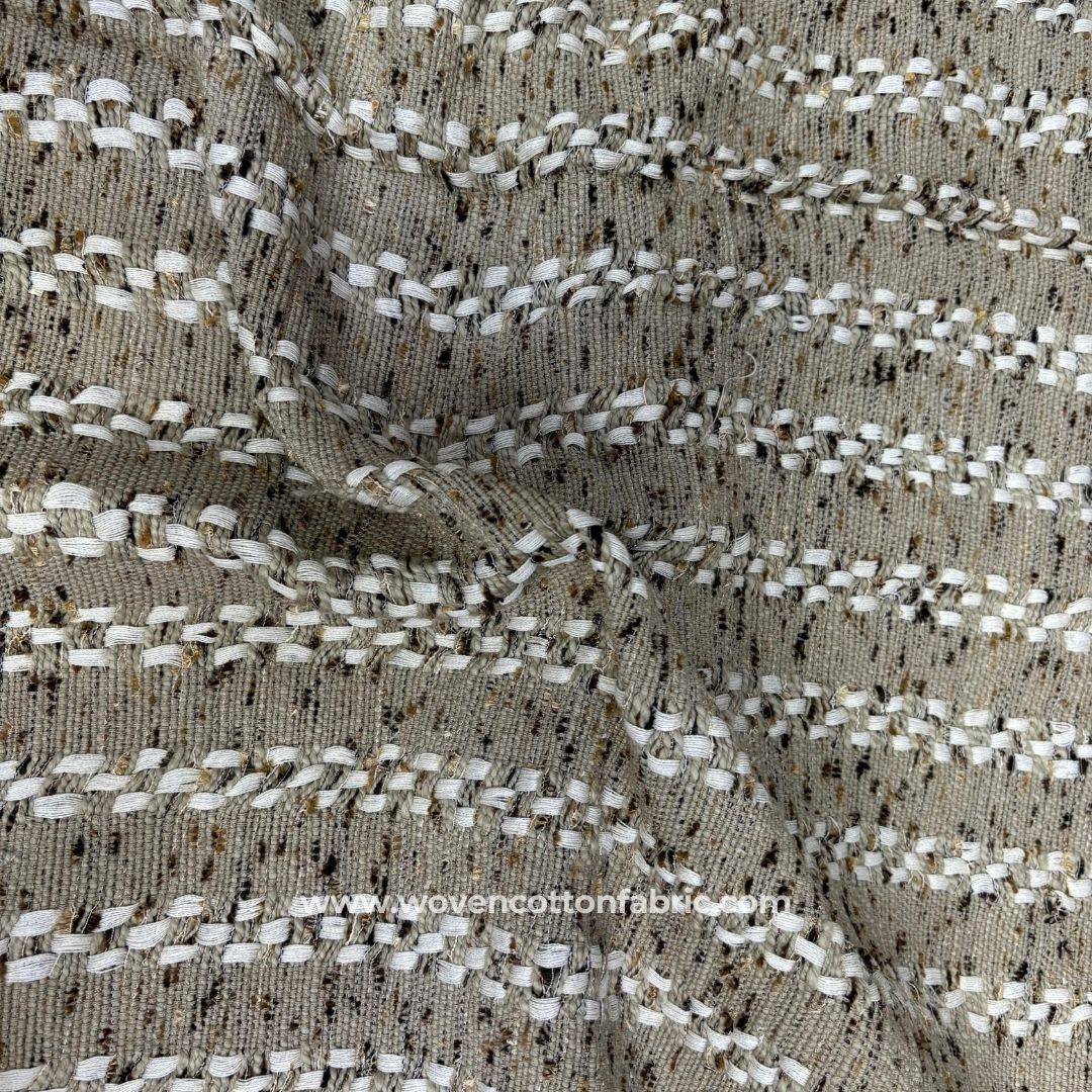 Harbor Lines Grey Cotton Jacquard Fabric, A4 Swatch