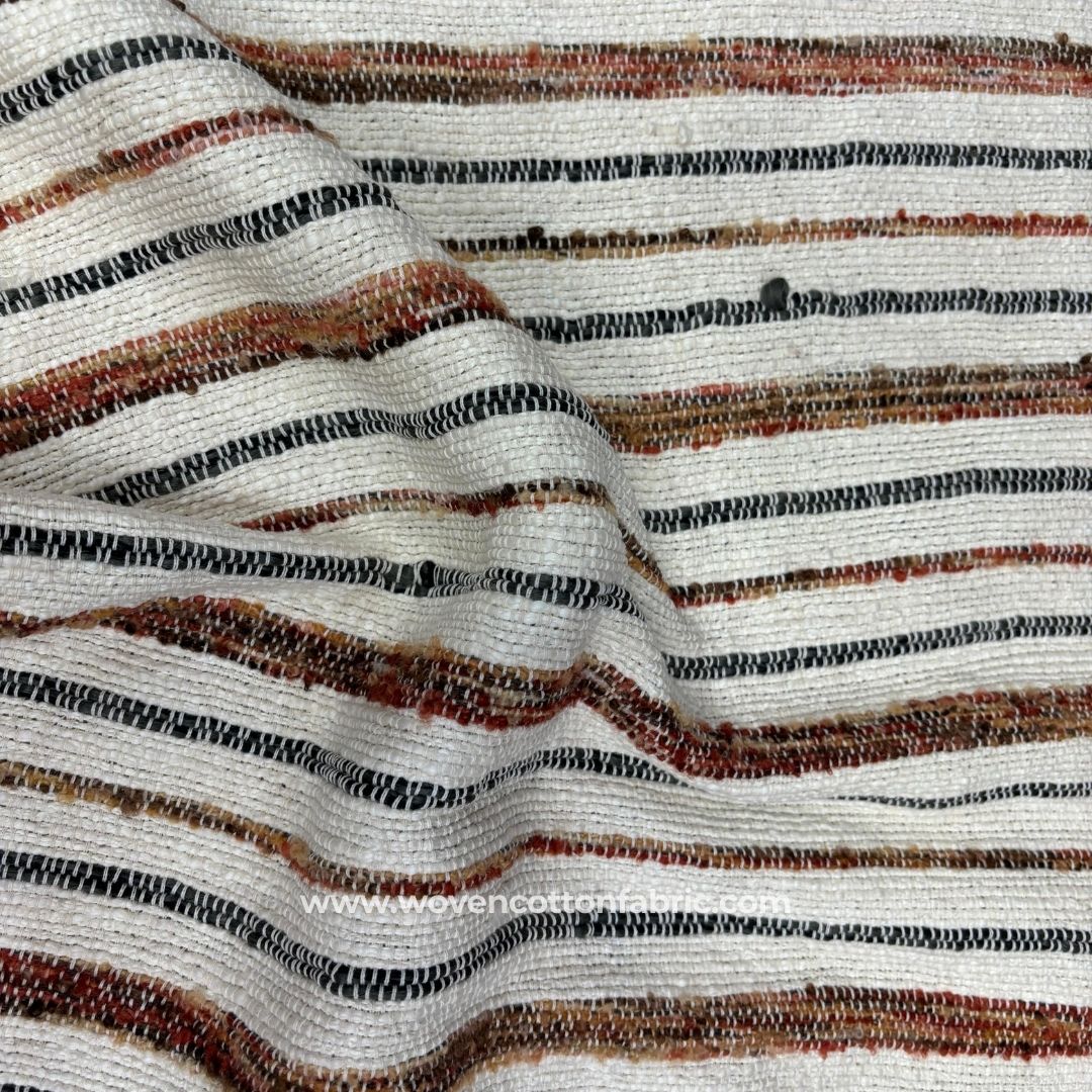 Flow Grid White Cotton Jacquard Fabric ,A4 Swatch