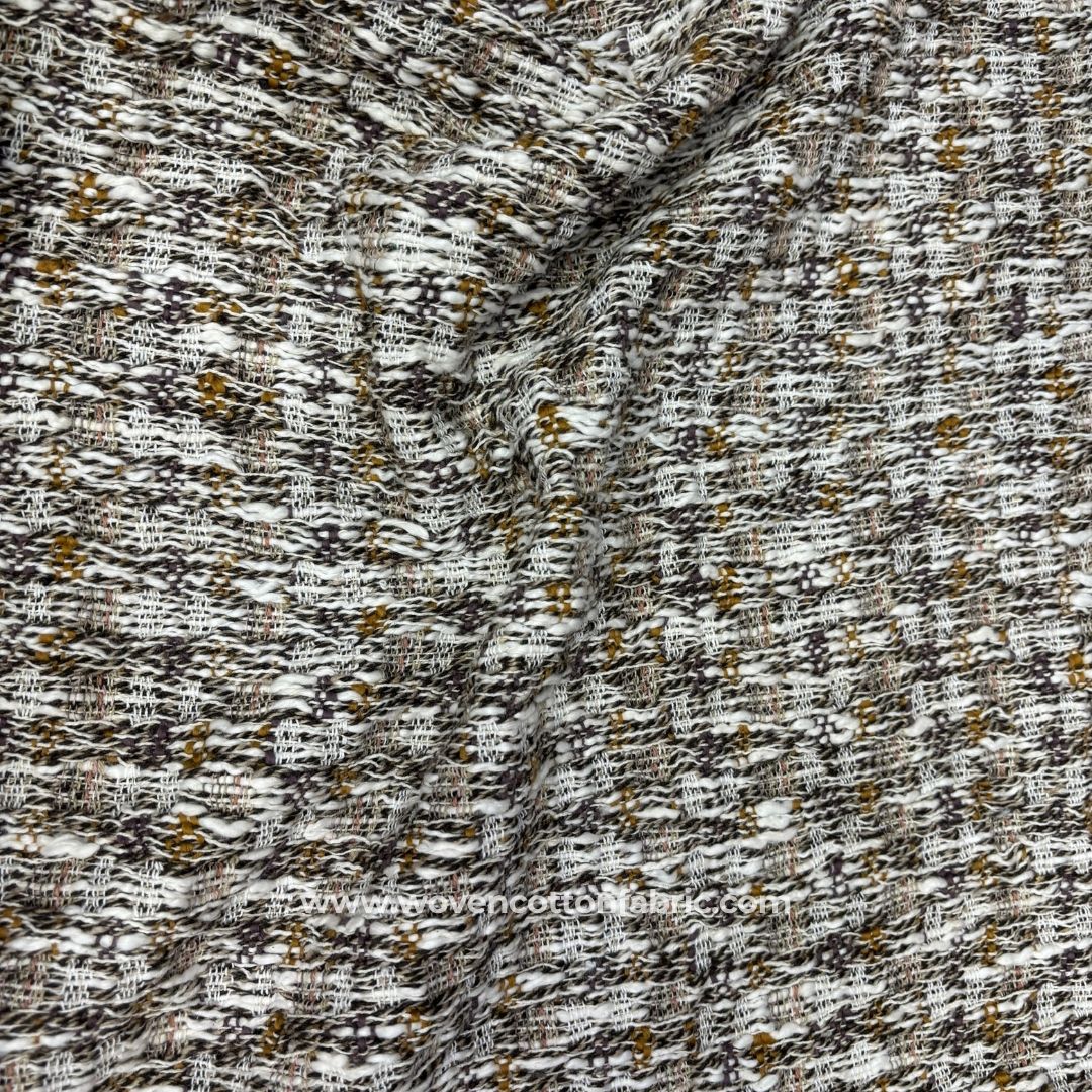 Mist Loom Beige Cotton Jacquard Fabric, A4 Swatch