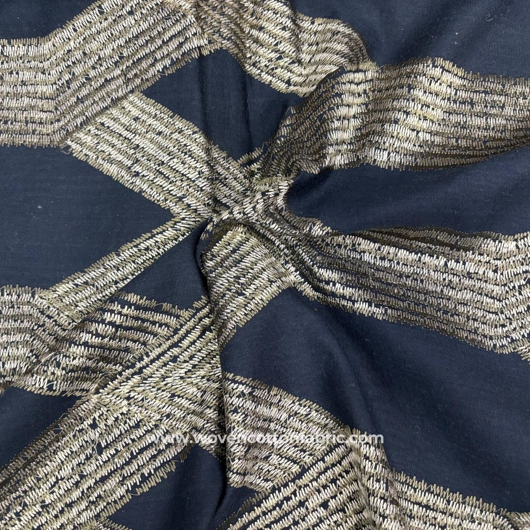 Fringe Texture Black Cotton Jacquard Fabric ,A4 Swatch