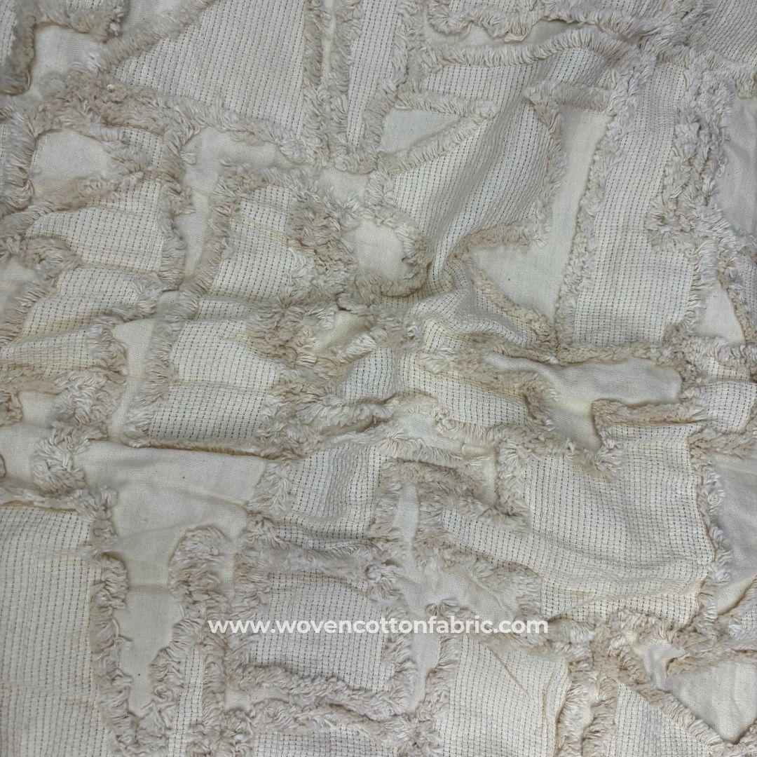 ShagMaze White Cotton Jacquard Fabric ,A4 Swatch