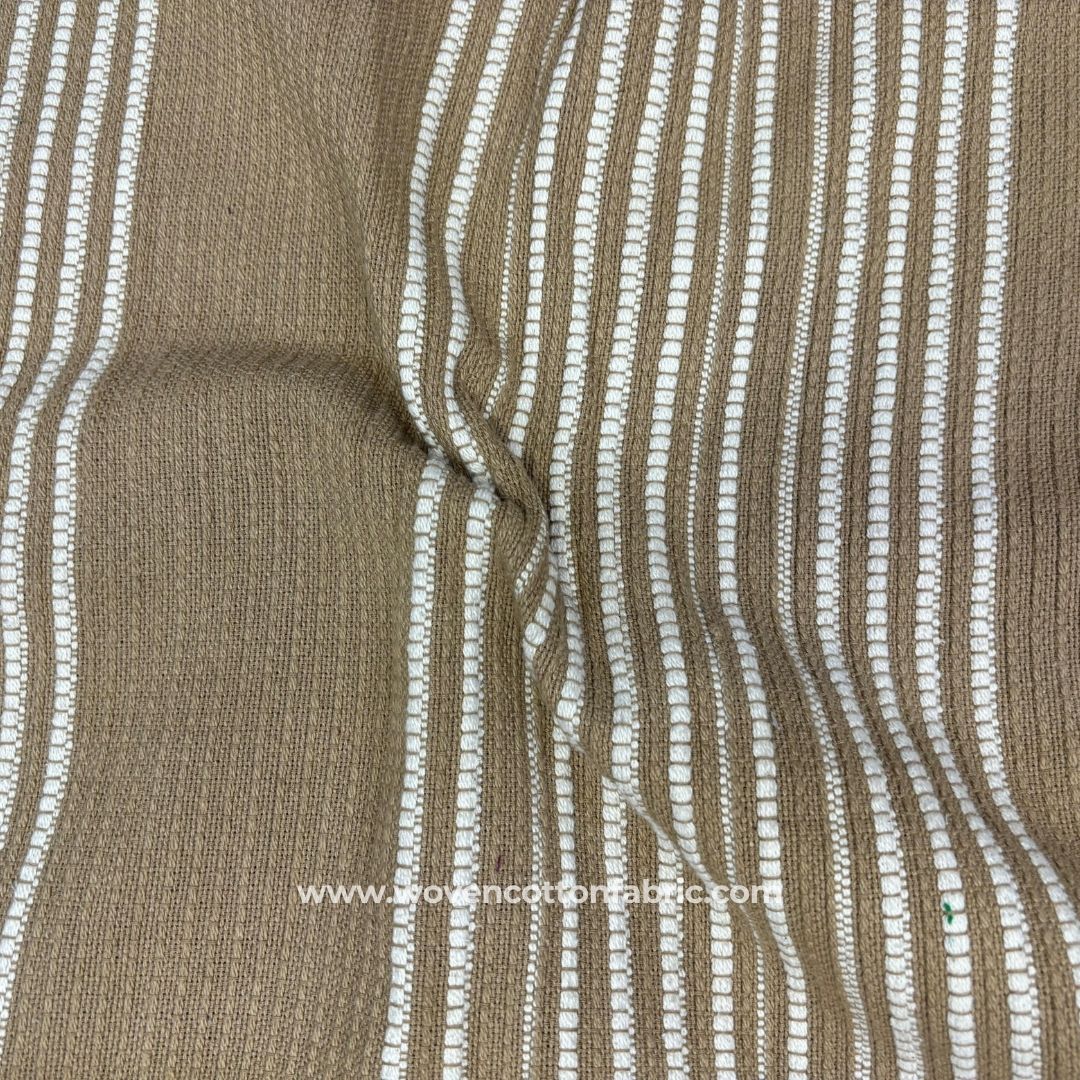Strivana Brown Cotton Jacquard Fabric, A4 Swatch