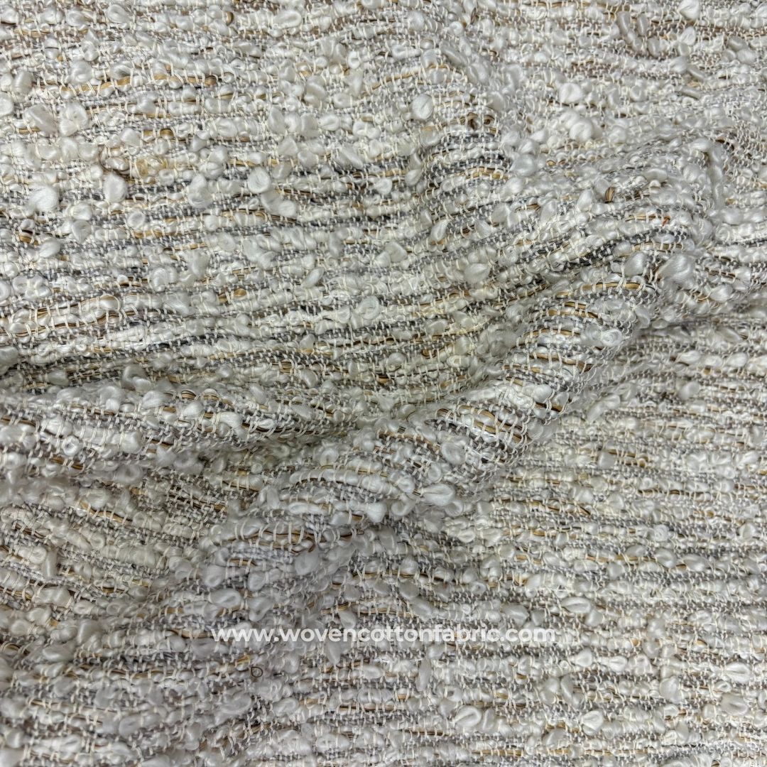 Marble Mist White Cotton Jacquard Fabric, A4 Swatch