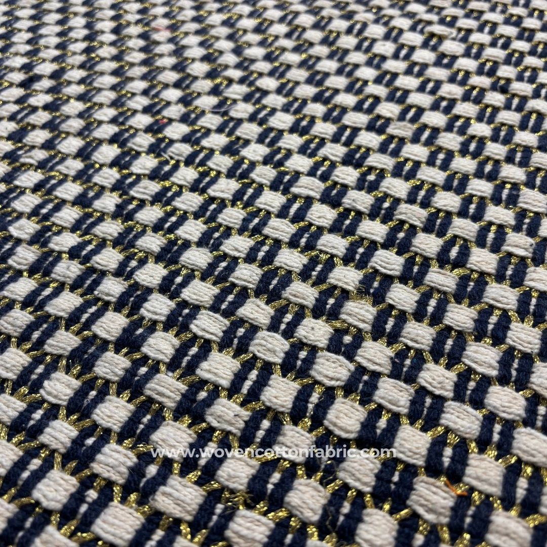 Imperial Braid Blue Cotton Jacquard Fabric, A4 Swatch