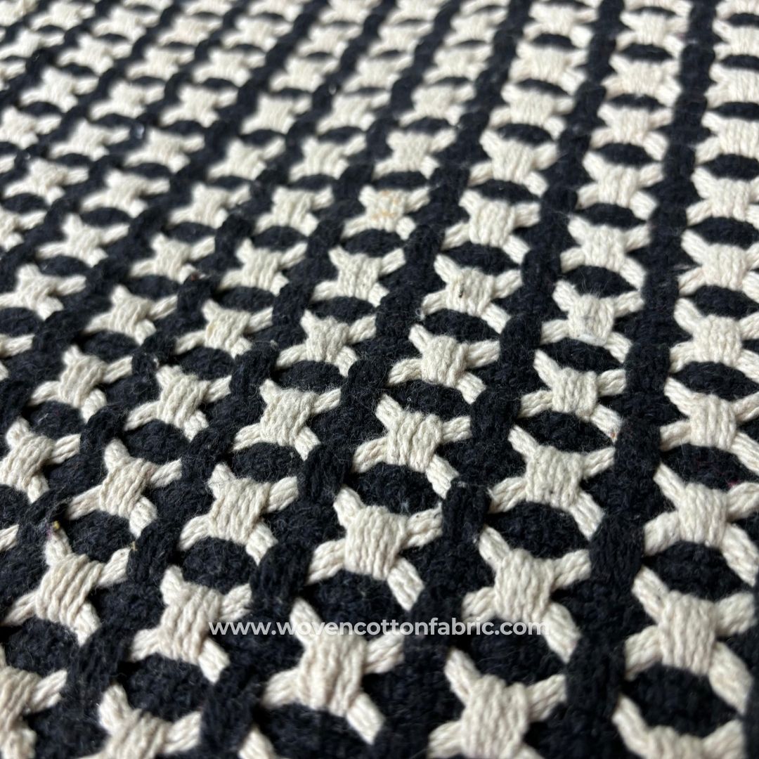 Timeless Tiers White Cotton Jacquard Fabric ,A4 Swatch