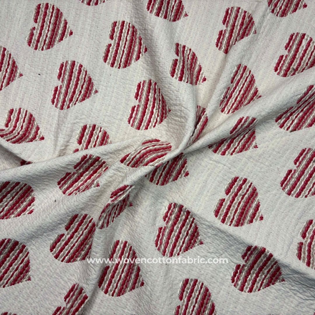 Amour Essence White Cotton Jacquard Fabric, A4 Swatch