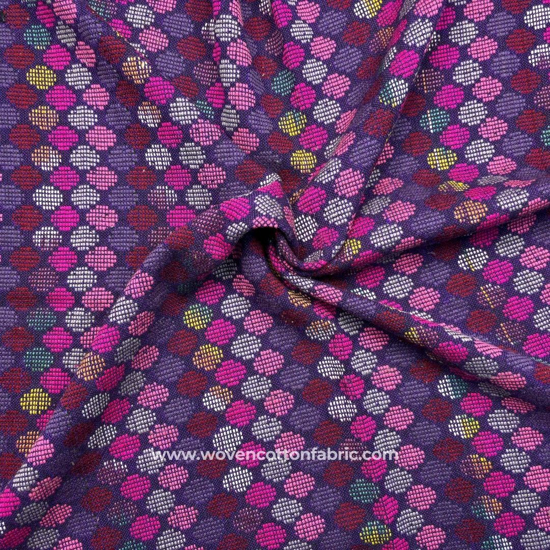Stardust Grid Purple Cotton Jacquard Fabric ,A4 Swatch
